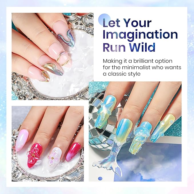 MIZHSE 2PCS Solid Builder Gel for Nails Kit: 30g/1oz Clear & Aurora Hard Gel for Nail with Nail Forms 3D Mold Soak off U V Builder Extension Gels for Women-VivaGrace Women