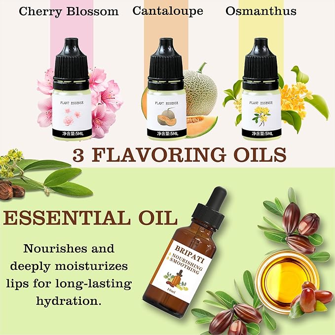 Lip Balm Making Kit - DIY Lip Gloss Kit to Make Your Own Lip Balm with Natural Beeswax, Lip Base Oil, Essential Oil, Tubes, Jars Lip Balm Craft Kit For Adults Girls Moisturizing Lip Care Kit-VivaGrace Women