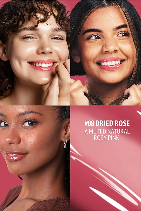 Veganize Collagen Lip Glass Balm | Hydrating Lip Balm in 9 Vibrant Colors | Moisturizing Lip Care Infused with Collagen Jelly Magic | No Animal Trial Lip Balm 0.06 oz (No. 8 Dried Rose)-VivaGrace Women