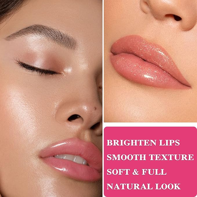 6 PCS Clear Glass Hydrating Lip Gloss Set,Essence Lip Stick Jelly Toothed Lip,Plumping Lip Oil Long Lasting Moisture,Lip Treatment,Lip Balm Kit,Lip Stains For Women,Lip Makeup-VivaGrace Women