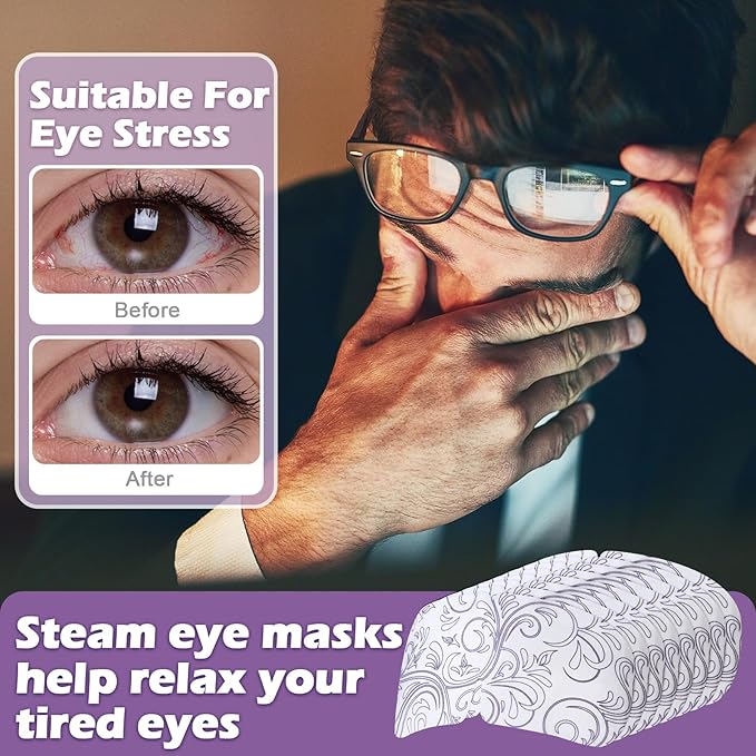 50 Packs Steam Eye Mask for Dry Eyes Spa Warm Sleep Eye Mask Self Heating Disposable Eye Masks for Home Office Travel Eyestrain Relieve (Lavender Scent)-VivaGrace Women