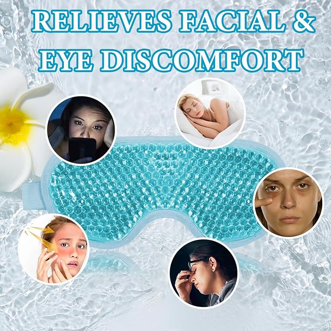 Cold Face Eye Mask Ice Pack for Dark Circles,Eye SPA,Pressure,Cooling Face Masks for Women Sleeping,Skin Care Gel Beads Hot Cold Use Ice Facial Mask-VivaGrace Women