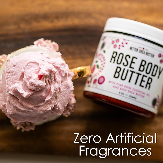 Rose Body Butter for Dry Skin with Whipped Shea Butter and Pure Essential Oil | Ultra Hydrating Rose Lotion for Women | All Natural Moisturizer with No Synthetic Fragrances-VivaGrace Women