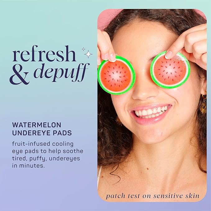 SpaLife Watermelon Cooling Eye Pads, 48 Hydrating Under Eye Patches for Puffiness, Dark Circles, and Tired Eyes, Infused with Hyaluronic Acid, Glycerin, and Vitamin C, Fruity Scent-VivaGrace Women
