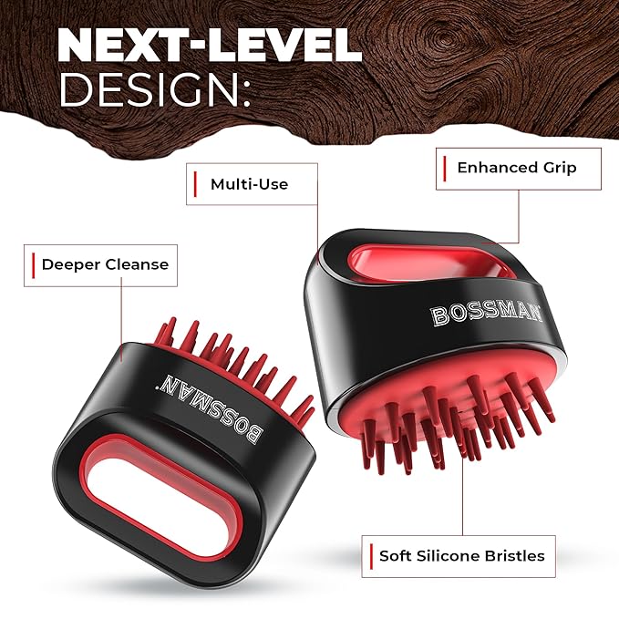 Bossman Titan Shower Scalp Massager – Ergonomic Silicone Scrubber for Product Build-Up, Dandruff & Pore Stimulation – Head & Beard Care Tool with Soft Bristles-VivaGrace Women