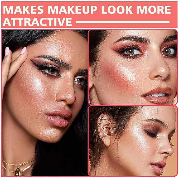 3PCS Polvo De Hadas Highlighter Glitter Stick Body Glitter Shimmer Face Brightening Highlighter Contour Powder Makeup Stick Face Fairy Glitter Highlighter Makeup-White,Pink,Golden brown-VivaGrace Women