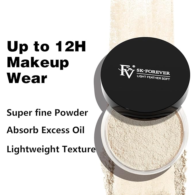 FV Baking Powder, Lightweight Loose Smooth Ivory Setting Powder Highlighter Poreless Longwearing Matte Waterproof Oil Absorb Makeup Powder for Setting with No Flashback 0.35oz(10g)-VivaGrace Women