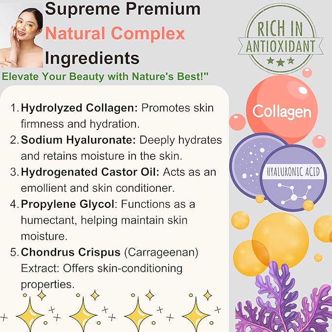 Under Eye Patches (60PCS) Under Eye Mask Collagen, Antioxidants & Hyaluronic Acid Collagen, Under Eye Wrinkle Eye Gels Pads, Anti-Aging Eye Mask Reduce Dark Circles, Puffiness Undereye Bags, Wrinkles-VivaGrace Women