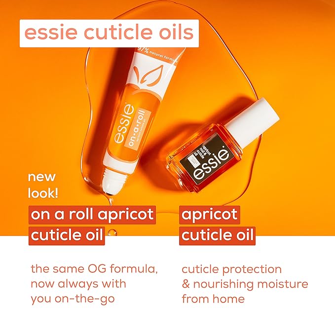 essie Apricot Nail and Cuticle Oil Set, Vegan, Softened and Nourished cuticles, For Home and Travel 0.46 fl oz each-VivaGrace Women