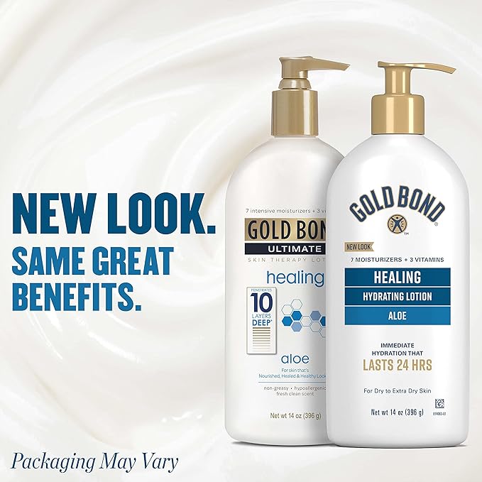 Gold Bond Ultimate Healing Skin Therapy Lotion with Aloe, 14 oz., Non-Greasy & Hypoallergenic-VivaGrace Women