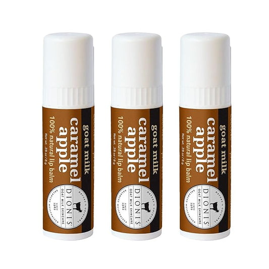Dionis Goat Milk Skincare Caramel Apple Fall Lip Balm Gift Set - Beeswax, Shea Butter & Coconut Oil Lip Care Products Made in The USA - Cruelty Free Lip Moisturizer For Chapped Lips, 0.28oz 3 Pack-VivaGrace Women
