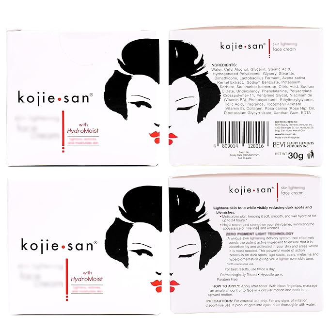 Kojie San Skincare Bundle - Facial Brightening Set with 2 Bars of Kojic Acid Soap, Face Cream & Exfoliating Face Brush-VivaGrace Women