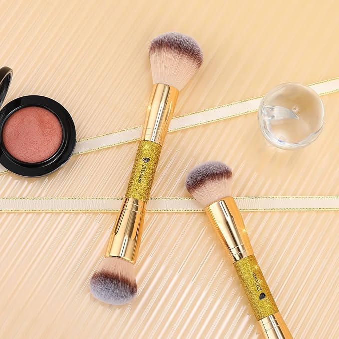 DUcare Foundation Powder Brush Double Ended Blush Makeup Brushes, Duo Bronzer Blush ideal for cream or powder-VivaGrace Women