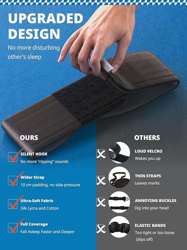 Sleep Mask, Eye Mask for Sleeping, Upgrade Ultra-Soft Blackout Eye Cover for Women Men, Wider Adjustable Strap for Side Sleeper, Travel, Nap, Yoga, Relief Eye, Black-VivaGrace Women