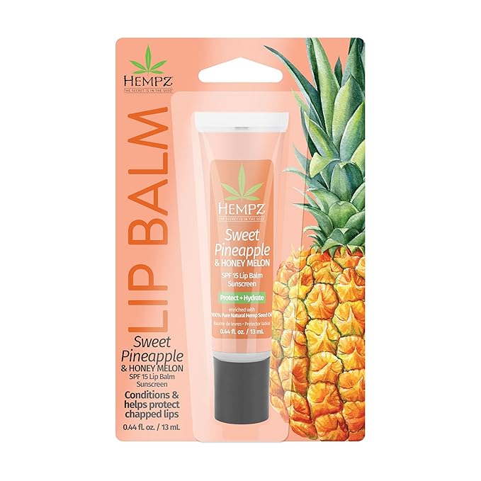 Hempz SPF 15 Lip Balm, Sweet Pineapple & Honey Melon Herbal Soothing Lip Care, for Men or Women .44 oz.-VivaGrace Women