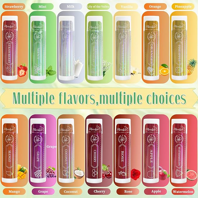 28 Pack Lip Balm,Natural Lip Balm Bulk with Vitamin E and Coconut Oil,14 Flavored Lip Balm Set, Lip Care Product, Moisturizing & Soothing Chapped Lips,Bulk Gifts for Women Party Favors-VivaGrace Women