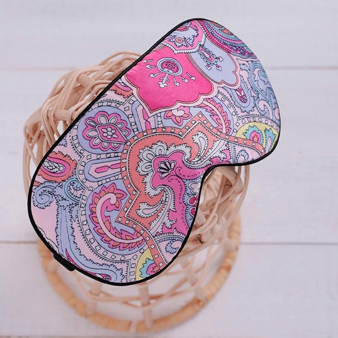 100% Pure Silk Eye Mask Sleep Eye Mask Eye Cover Eyeshade Sleeping Eye Mask Printed Colors (#12)-VivaGrace Women