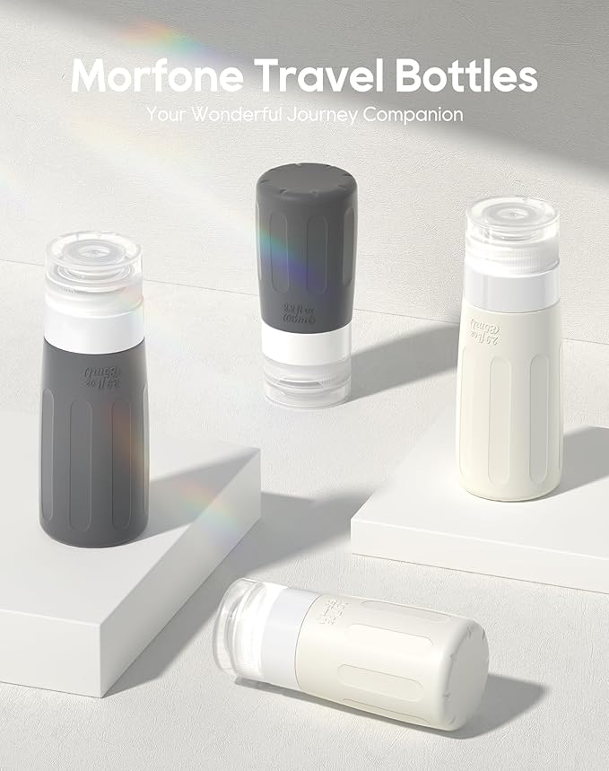 Morfone 16 Pack Silicone Travel Bottles Set for Toiletries TSA Approved Travel Containers Leakproof Squeezable Refillable Accessories 2oz 3oz Travel Essentials for Shampoo Lotion Liquids (BPA Free)-VivaGrace Women