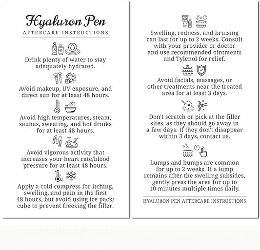 100 Pack - Premium Hyaluron Pen Lip Filler Aftercare Instructions Card 2 x 3.5" Accessories Supplies Kit Care - HP07A100_N-VivaGrace Women