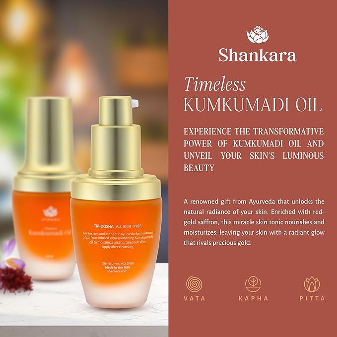 Shankara Kumkumadi Oil with Pure Saffron and Ayurvedic Herbs (Original Aroma 18ml)-VivaGrace Women