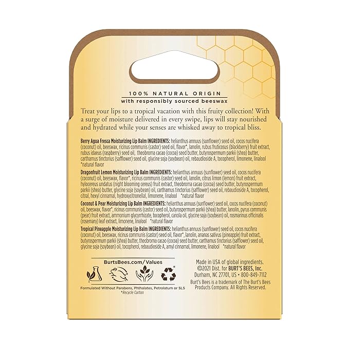 Burts Bees Tropical Assortment Lip Balm, 0.6 OZ-VivaGrace Women