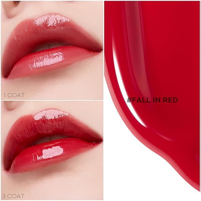 JUNG SAEM MOOL LIP-PRESSION Glow Lasting Tint 0.14 Fl Oz, Water-In-Oil Gloss Tint for Hydrated, Plump Lips, Non-Sticky Comfortable Fit for Radiant Lip Stain, Korean Lip Makeup (Fall in Red)-VivaGrace Women