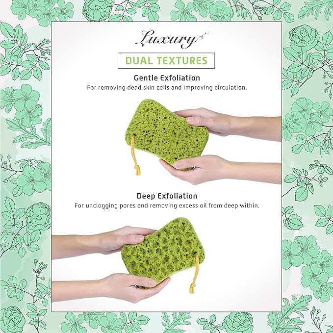 Spongentle Deep Cleansing Dual Texture Body Loofah Sponge, Vacuum Sealed, for Bath and Shower, for Gentle and Deep Exfoliation, Generous and Rich Lather, (Pack of 3)-VivaGrace Women