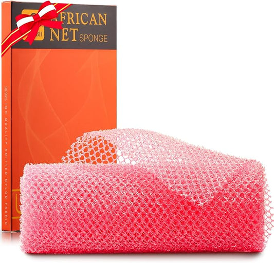 UJFQBH African Net Sponge African Net Long Net Bath Sponge Exfoliating Shower Body Scrubber Back Scrubber Skin Smoother,Great for Daily Use (Pink)-VivaGrace Women