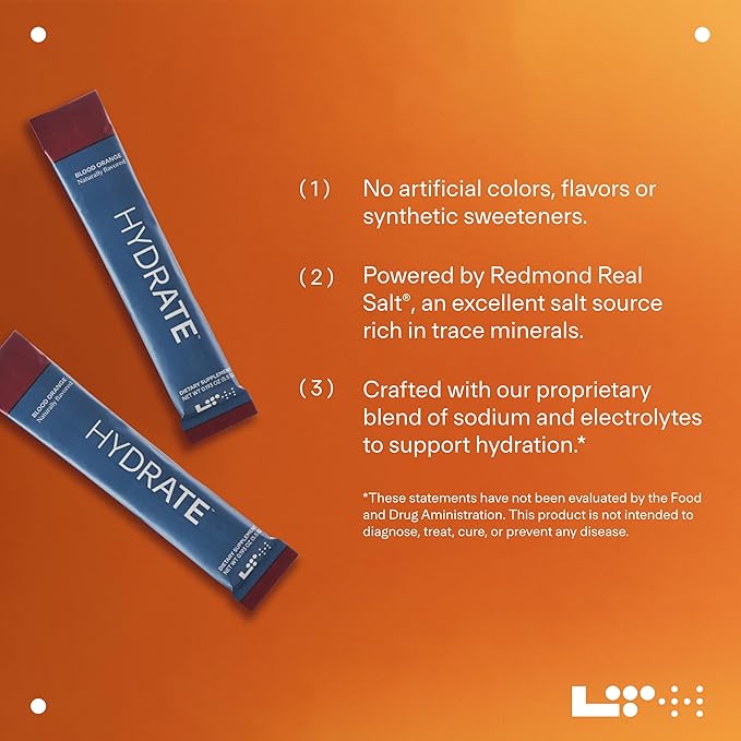 LTH Hydrate Hydration Mix - Trusted by Life Time Fitness Members - NSF Certified for Sport - Electrolyte Powder - Plant-Based, Non-GMO, Gluten Free - 15 Single-Serve Packets (Blood Orange) - 2-Pack-VivaGrace Women