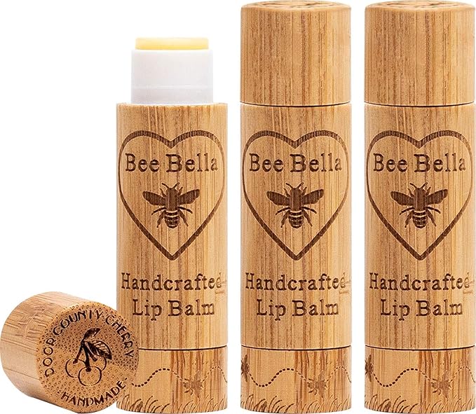 Bee Bella Lip Balm, Cherry, 3 Pack - Hydrating, Moisturizing Lip Care, 100% Natural, Original Organic Beeswax with Vitamin E, Handmade in USA-VivaGrace Women