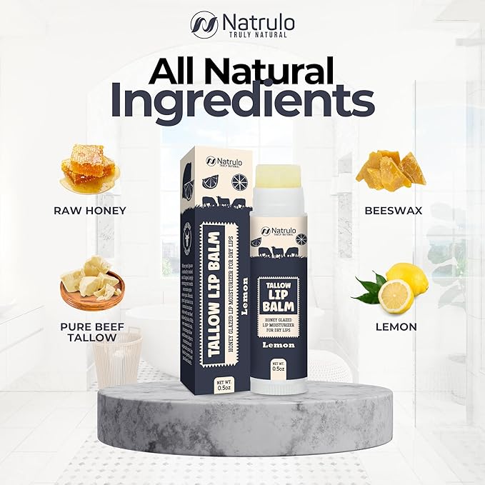 Beef Tallow Lip Balm – Natural Tallow Beeswax Chapstick – Hydrating Moisturizer Grass Fed Bison Tallow Balm Lip Care – Soothes Chapped, Dry Lips, Sensitive Skin – Long Lasting & Vitamin Rich USA-Made-VivaGrace Women