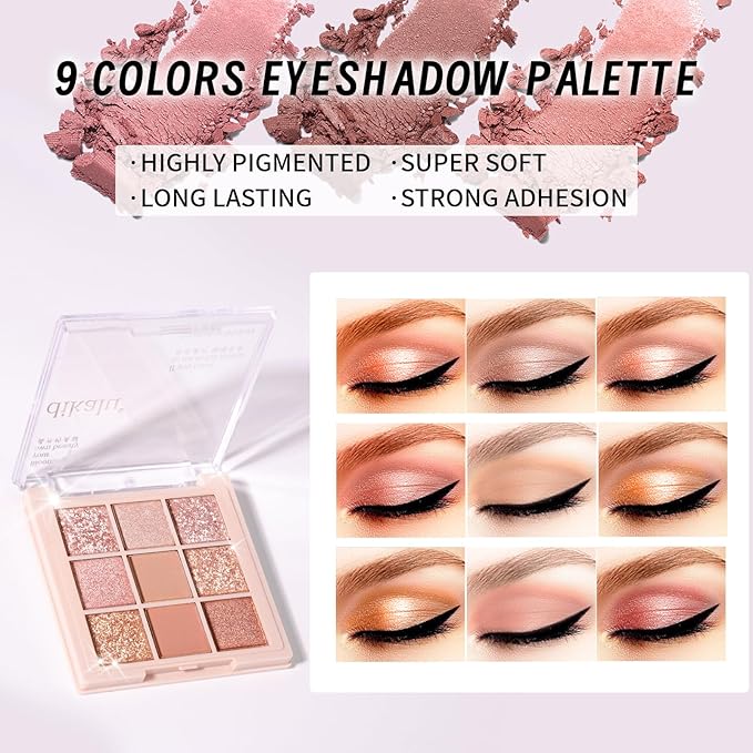 Makeup Set for Girls Teens Women, Makeup Present Set, Makeup Kit, Includes Eyeshadow Palette, Foundation, Blusher, Eyebrow Pencil, Eyeliner, Lip Gloss, Lip Oil, Makeup Brushes & Sponge-VivaGrace Women