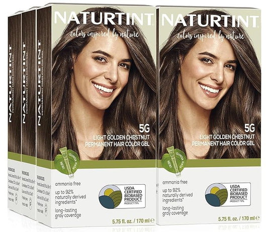 Naturtint 5G Light Golden Chestnut Permanent Hair Color (Pack of 6), Ammonia Free, Vegan, Cruelty Free, up to 100% Gray Coverage, Long Lasting Results (Packaging may vary)-VivaGrace Women
