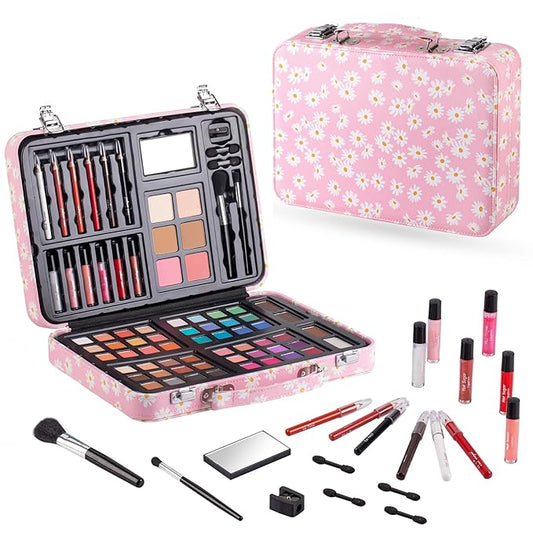 Hot Sugar Makeup Kit for Teenager Girls 10-12, All in One Beginner Makeup Kit for Women Full Kit, Teen makeup kit Cosmetic Gift Set on Birthday Christmas (PINK DAISY)-VivaGrace Women