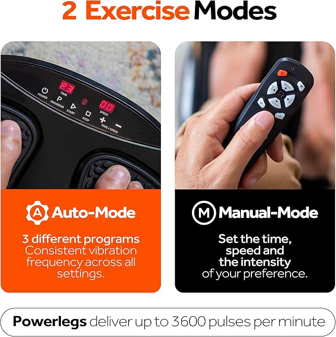 Power Legs Electric Foot Massager Machine with Remote Control, Adjustable Speed, Vibration - Calf Massager - Feet Massager for Neuropathy Pain Relief, Plantar Fasciitis, Leg Blood Circulation (Black)-VivaGrace Women