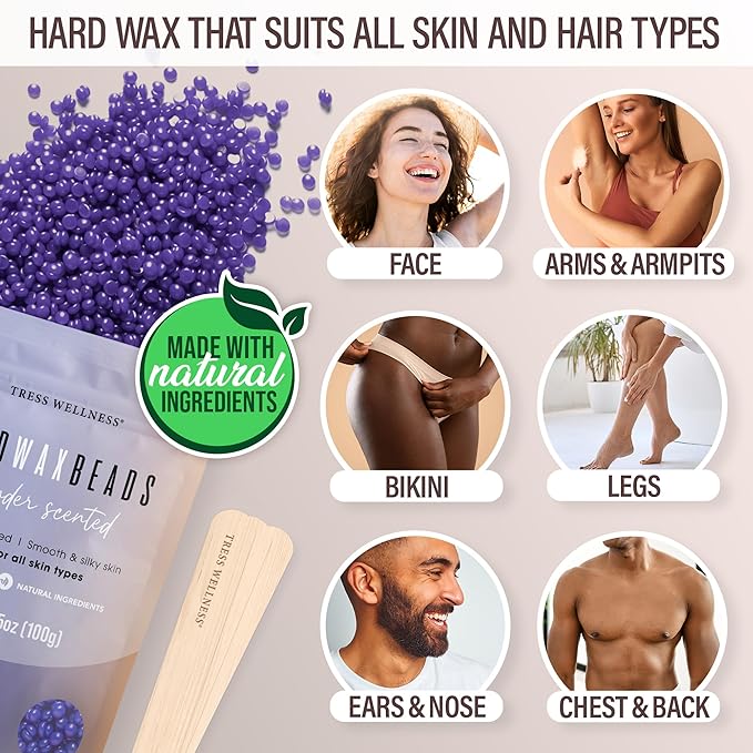 Tress Wellness Waxing Kit for Sensitive Skin – Safe for Face & Skin, Prep & Aftercare Spray, Easy to Use – At-Home Kit for Face, Bikini, Brazilian & Full Body - Digital Display, Dusty Chocolate-VivaGrace Women
