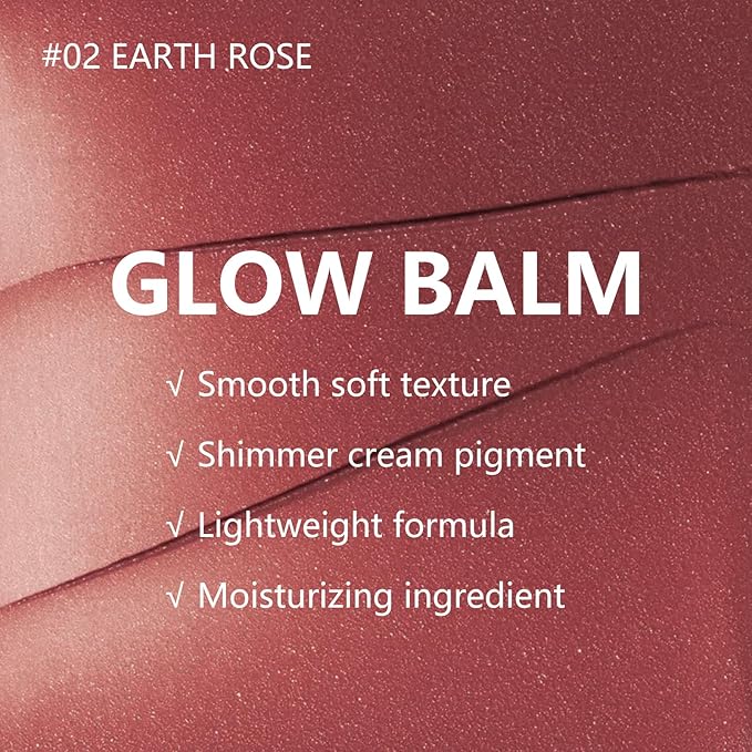 KYDA Miracle Glow Balm, Glow Tinted Blush Balm, Multiuse Face Balm for Cheek Lips Eyes, Hydrating Cream Blush, Blendable Lightweight, Shimmer Blusher, Earth Rose, 1.76 oz-VivaGrace Women