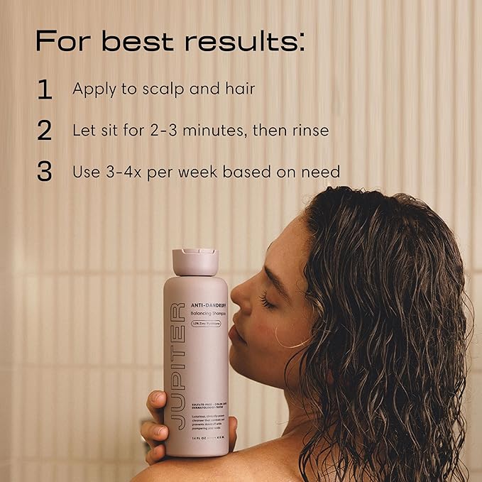 Jupiter Balancing Anti Dandruff Shampoo Duo, for Women & Men, Physician-Formulated for Flaky, Itchy, Oily, Dry Scalp, & Paraben-Free, Anti-Dandruff Shampoo with Zinc, 2 pack, 14 fl oz ea-VivaGrace Women