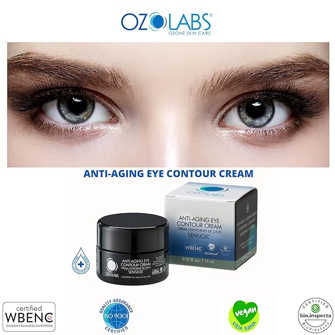 OZOLABS ® | ANTI-AGING EYE CONTOUR CREAM | With the benefits of certified organic ozonated oils | ISO 9001 | 0.5 fl. oz.-VivaGrace Women