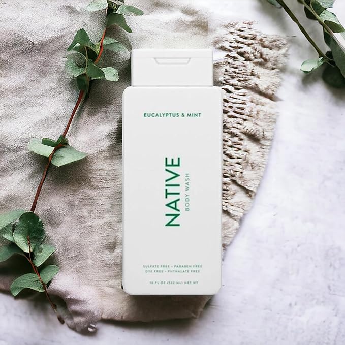 Native Body Wash Contains Naturally Derived Ingredients | For Women & Men, Sulfate, Paraben, & Dye Free Leaving Skin Soft and Hydrated | Eucalyptus & Mint 18 oz - 2 Pk-VivaGrace Women