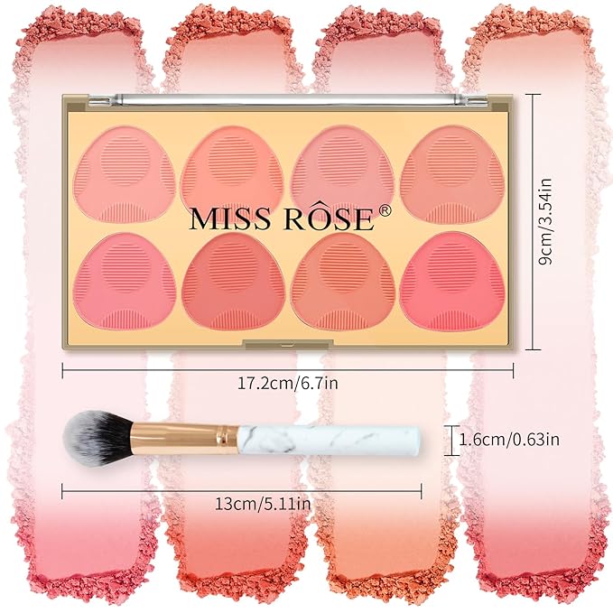DAGEDA 8 Colors Blush Palette Makeup, Natural Face Blush for Cheeks, Smooth Powder Blush Palette with Brush,Facial Makeup Blushes Set-VivaGrace Women