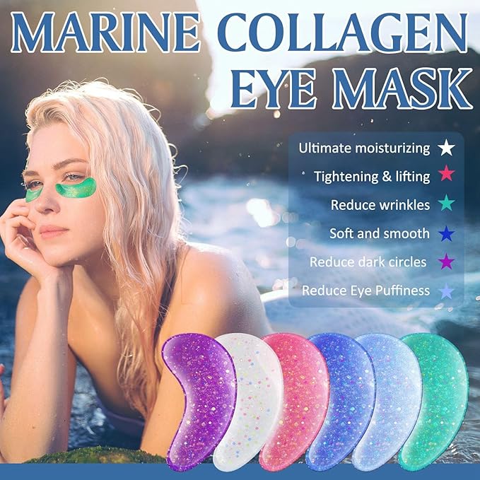Under Eye Patches For Dark Circles, 12 Pairs Collagen Eye Patches, Natural Marine Collagen Under Eye Patches, Dark Circle Eye Patches, Undereye Mask For Dark Circles, Wrinkles & Eye Bags-VivaGrace Women