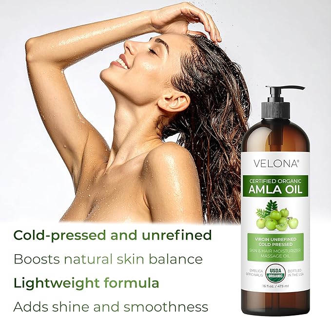 velona Amla Oil USDA Certified Organic - 16 Fl Oz | 100% Pure and Natural Carrier Oil | Extra Virgin, Unrefined, Cold Pressed-VivaGrace Women