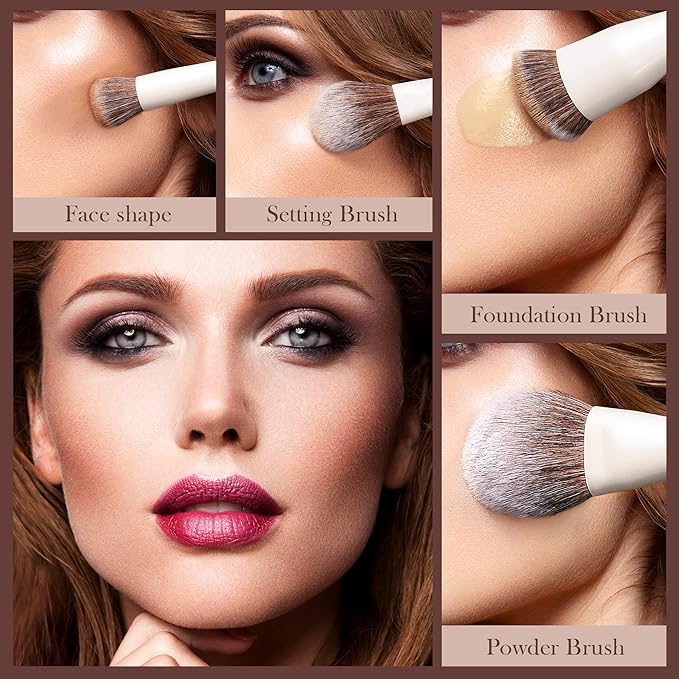 Jessup Makeup Brushes Set 14pcs Make up Brushes Premium Synthetic Foundation Concealer Blush Contour Powder Eye Shadow Blending Brush, Pearl White T343-VivaGrace Women