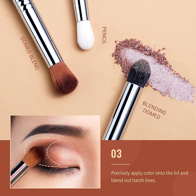 Jessup Eyeshadow Brush Set Professional Eye Blending Brushes for Lid Small Fluffy Soft Eye Brushes 10pcs, T331-VivaGrace Women