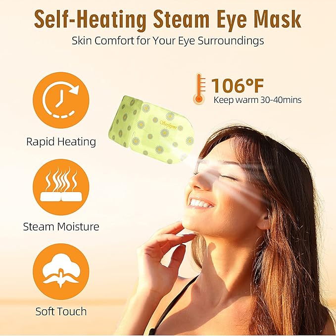 Serfeymi 22 Packs Steam Eye Masks Self Heating Warm Eye Mask, Disposable Eye SPA Heated Eye Mask for Sleeping, Relieve Eye Fatigue, Gifts Mother's Day -Unscented(11PCS)+ Chamomile(11PCS)-VivaGrace Women