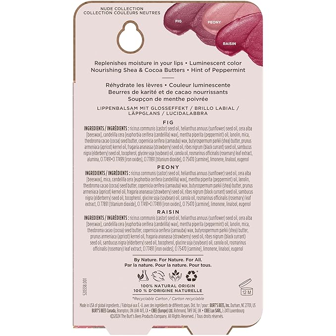 Burt's Bees Lip Shimmer Nude Collection, Tinted Lip Balm Stick, Moisturizing for All Day Hydration with Natural Glowy Pigmented Finish & Buildable Color, 3 Warm Shades; Value Pack, 3 Tubes x 0.09 Oz-VivaGrace Women