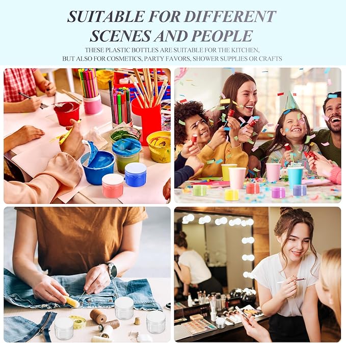 SATINIOR 24 Pieces Empty Clear Plastic Jars with Lids Round Storage Containers Wide Mouth for Beauty Product Cosmetic Cream Lotion Liquid Butter Craft and Food(Clear Lid,8 oz)-VivaGrace Women