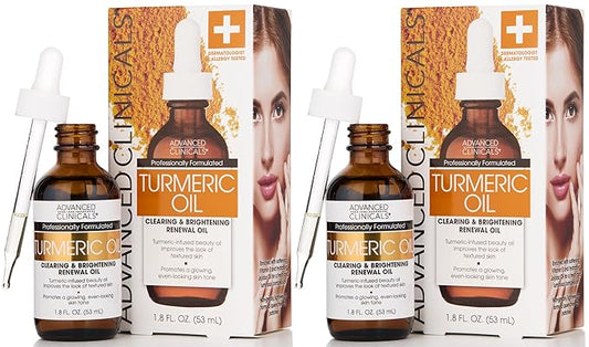 Advanced Clinicals Turmeric Oil Serum For Face | Facial Skin Care Serum With Jojoba + Coconut Oil To Improve Appearance Of Dark Spots & Uneven Skin Tone | Antioxidant Dry Skin Moisturizer, 2-Pack-VivaGrace Women