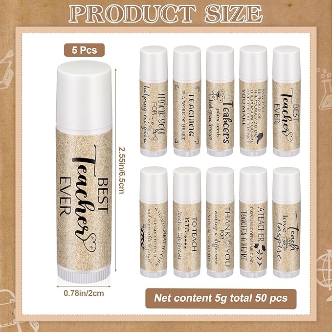 30 Pcs Back to School Teacher Gifts Bulk Lip Balm Favors Thank You Gifts for Teachers with Inspirational Quote Gifts Lip Balm Christmas Thanksgiving Gifts for Teachers Welcome Back to School-VivaGrace Women